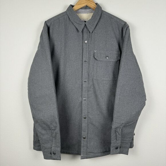 The North Face Campshire Shirt Jacket Mens Large Gray Sherpa Lined Organic Fiber - Picture 2 of 8